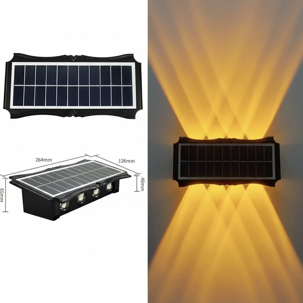 Solar Wall Lights Outdoor with Up and Down Lighting Weatherproof Powered Exterior
