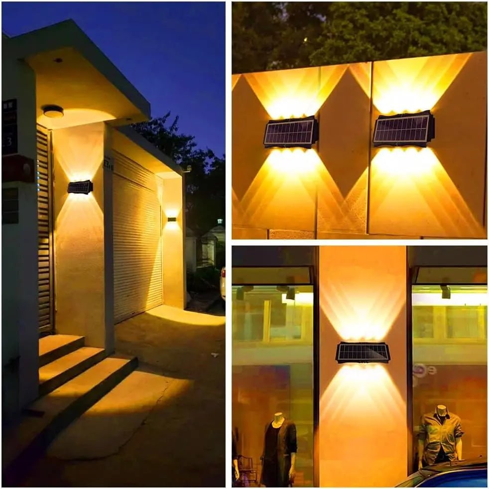 Solar Wall Lights Outdoor with Up and Down Lighting Weatherproof Powered Exterior