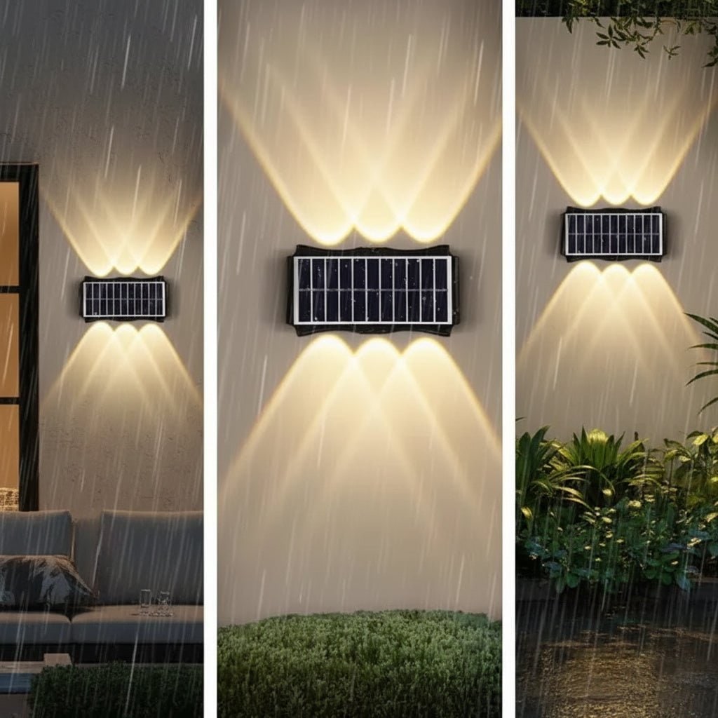 Solar Wall Lights Outdoor with Up and Down Lighting Weatherproof Powered Exterior