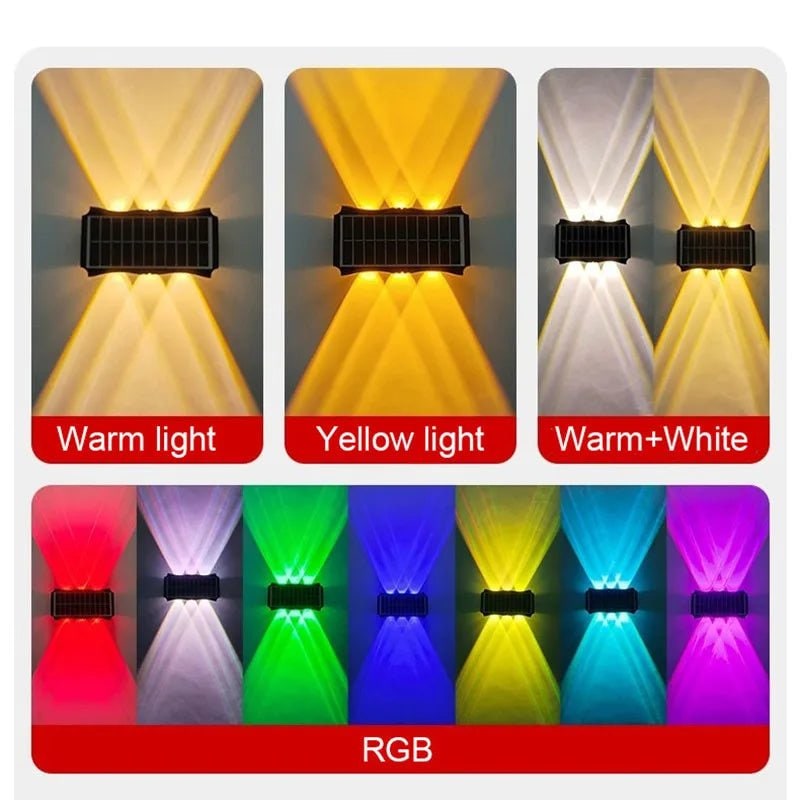 Solar Wall Lights Outdoor with Up and Down Lighting Weatherproof Powered Exterior