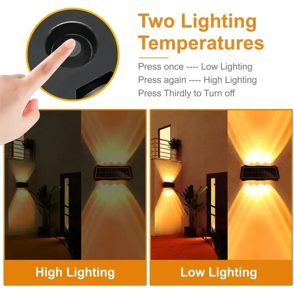 Solar Wall Lights Outdoor with Up and Down Lighting Weatherproof Powered Exterior
