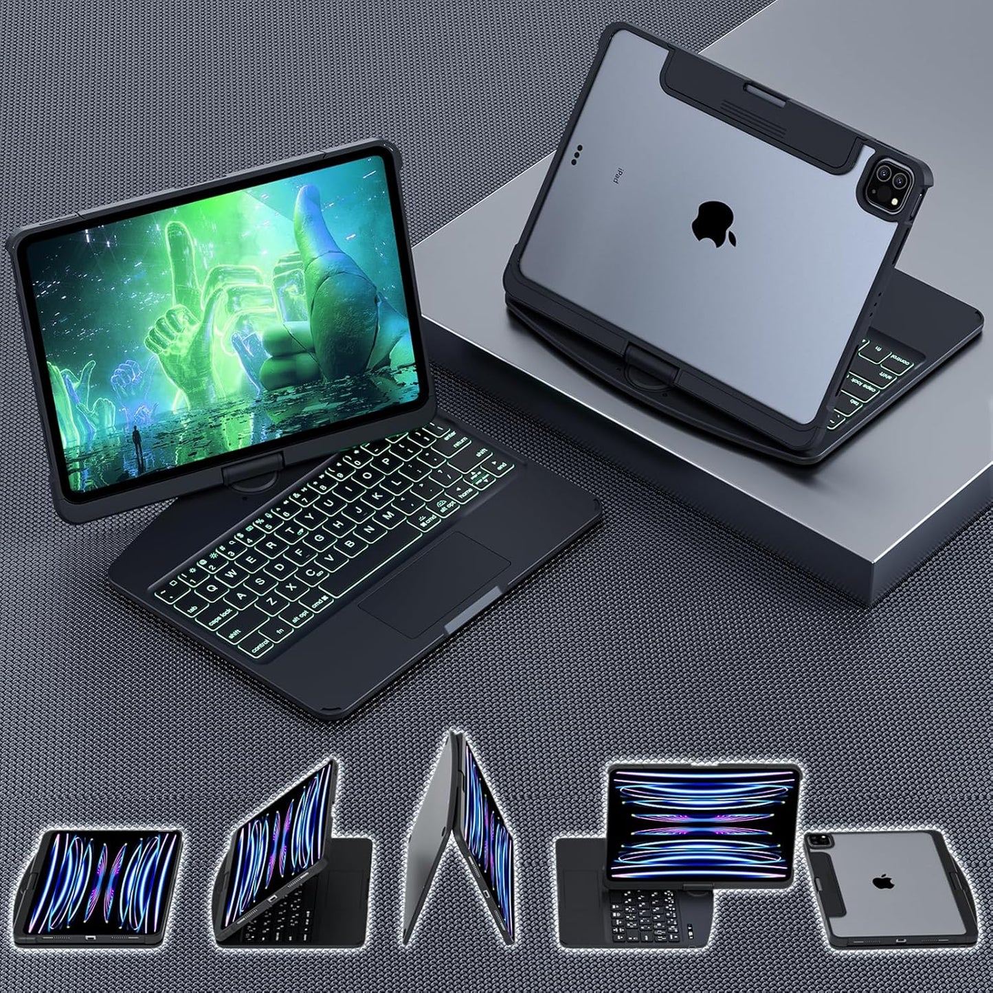 Transparent 360° iPad Keyboard Case