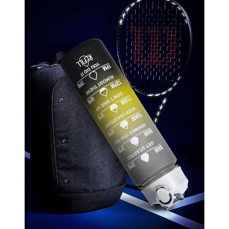 Sports Water Bottle with Time Markings Motivational Frosted Flip-Top Lid