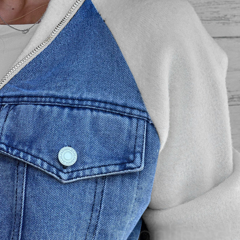fashionable creative denim spliced jacket for women