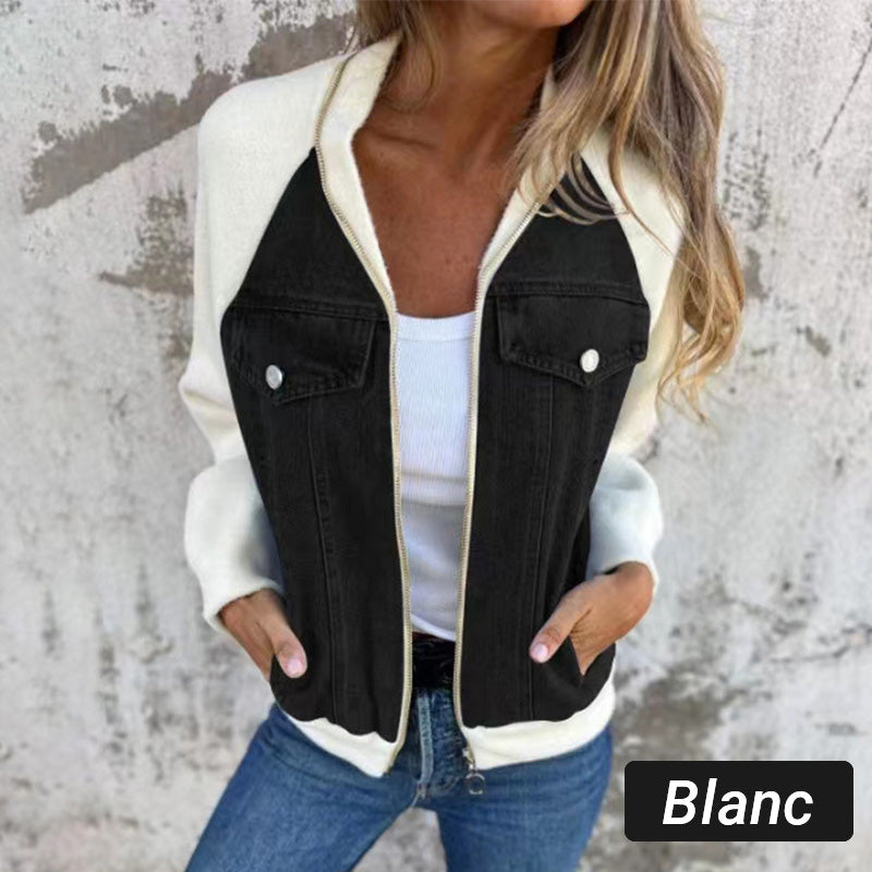 fashionable creative denim spliced jacket for women