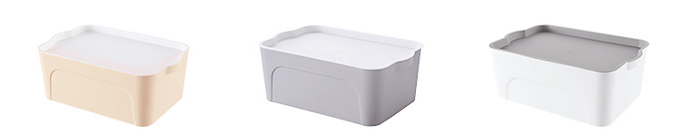 Stackable Plastic Storage Bin and Container with Lid Integrated Handles and Nestable Design