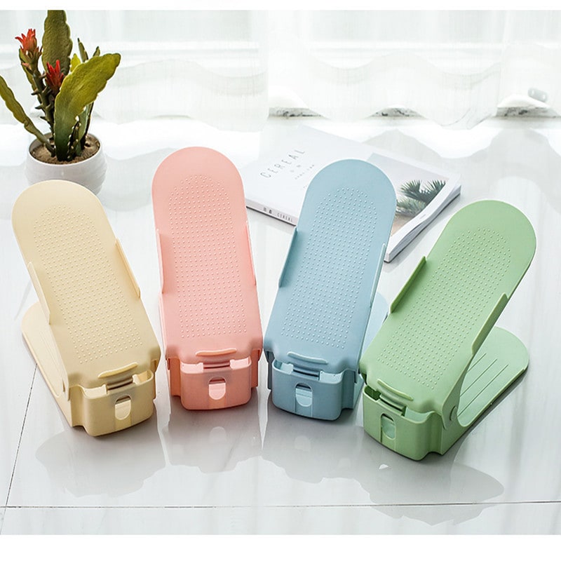 Stackable Shoe Rack with Adjustable Shelves for Closet Storage and Organization Shelf Bench