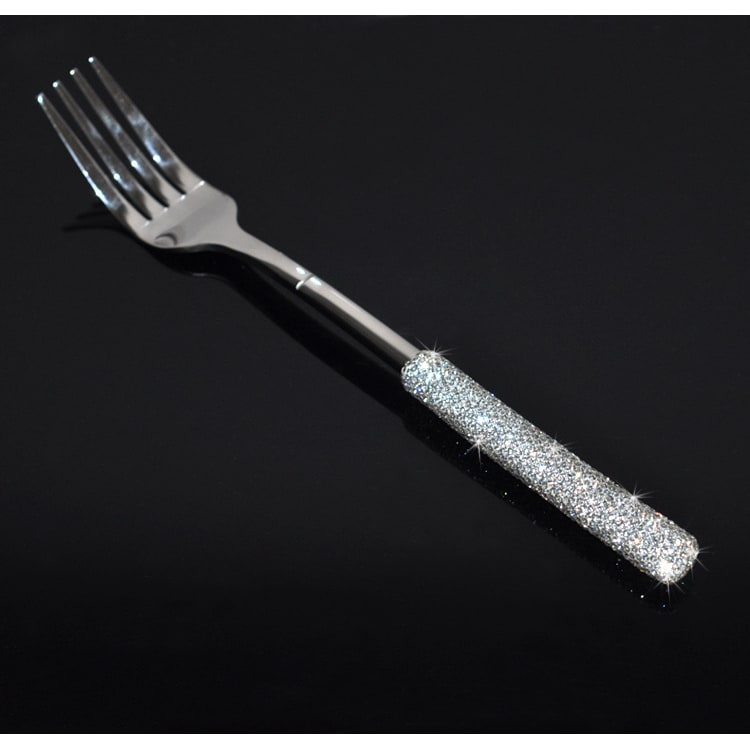 Stainless Steel Flatware Set with Rhinestone Encrusted Handles 18 10 Service for 12