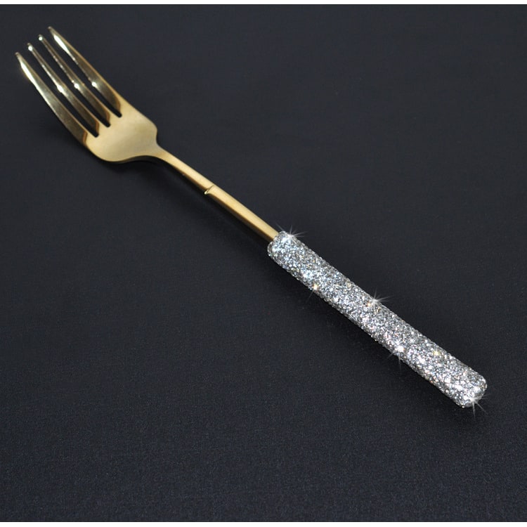 Stainless Steel Flatware Set with Rhinestone Encrusted Handles 18 10 Service for 12
