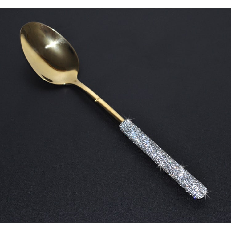 Stainless Steel Flatware Set with Rhinestone Encrusted Handles 18 10 Service for 12