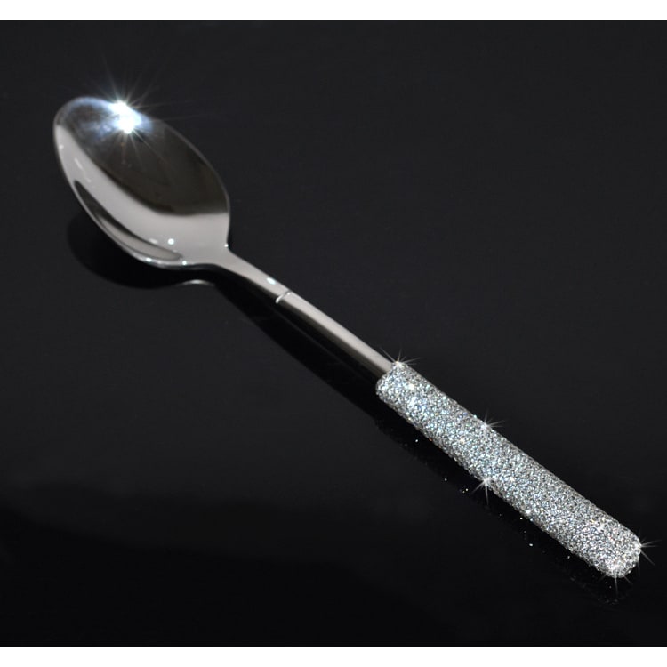 Stainless Steel Flatware Set with Rhinestone Encrusted Handles 18 10 Service for 12