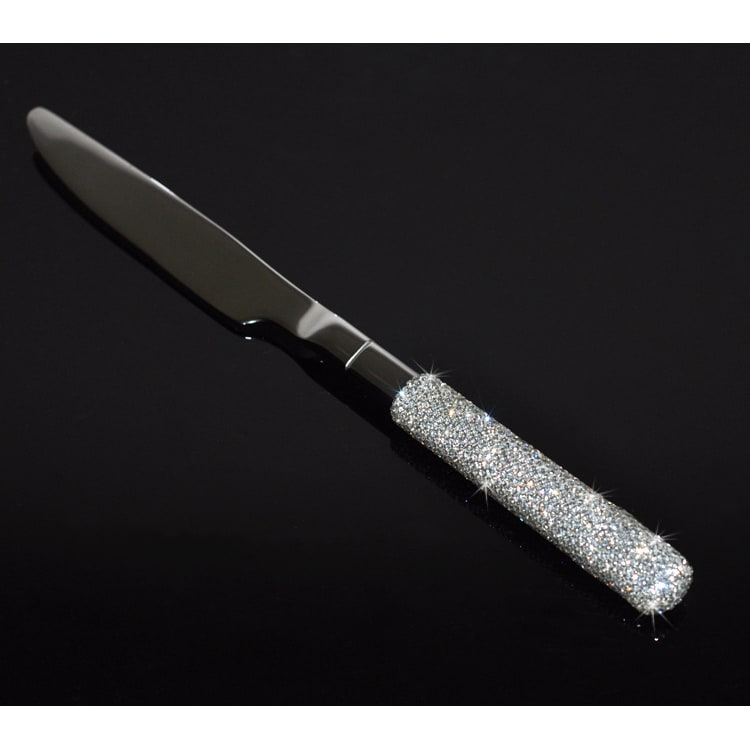 Stainless Steel Flatware Set with Rhinestone Encrusted Handles 18 10 Service for 12