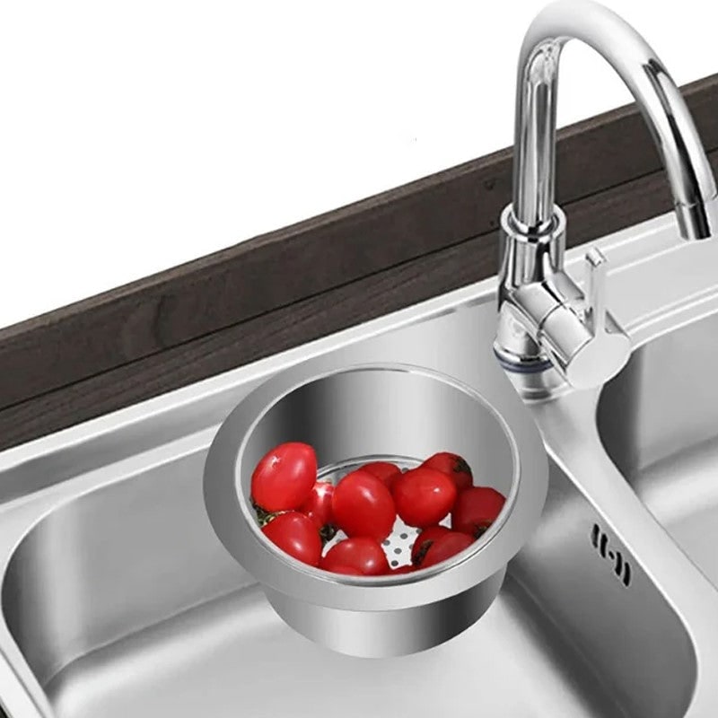 Stainless Steel Sink Strainer Basket with Drain Filtration and Faucet Hook Floor