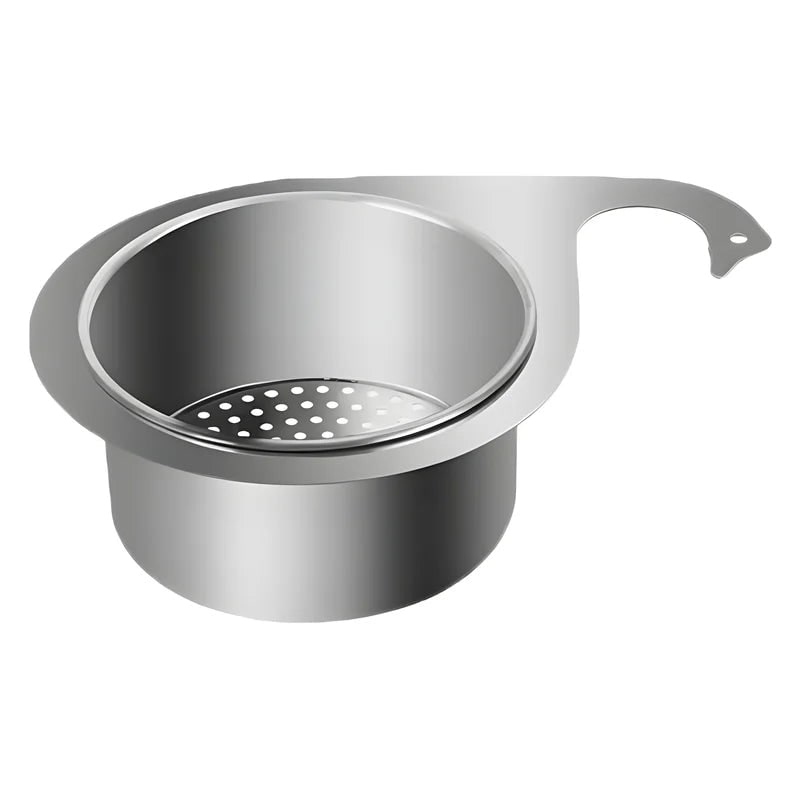 Stainless Steel Sink Strainer Basket with Drain Filtration and Faucet Hook Floor