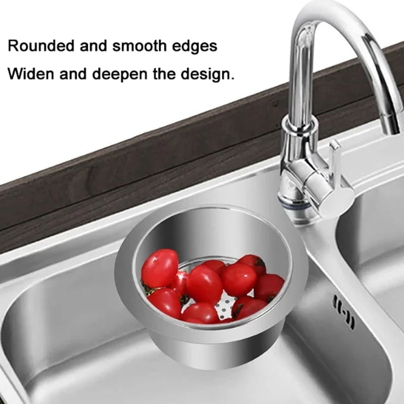 Stainless Steel Sink Strainer Basket with Drain Filtration and Faucet Hook Floor