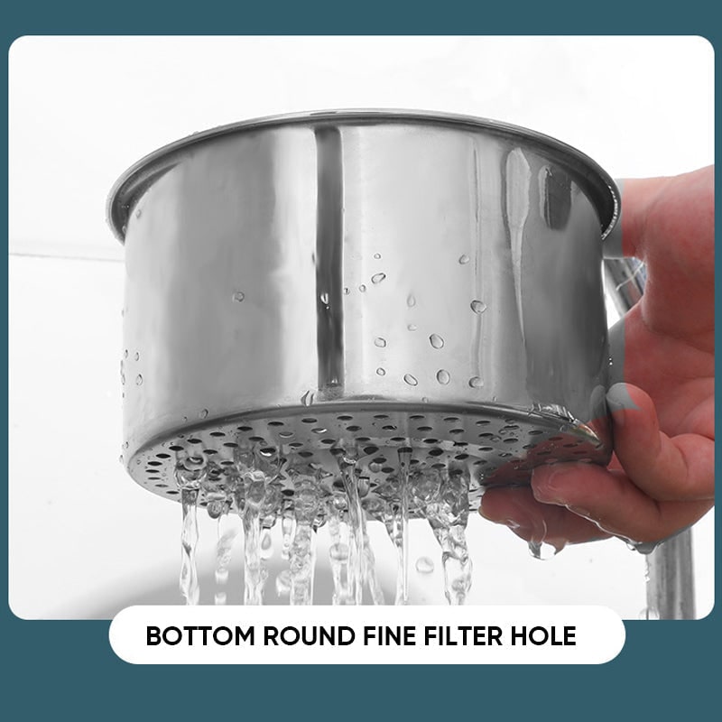 Stainless Steel Sink Strainer Basket with Drain Filtration and Faucet Hook Floor