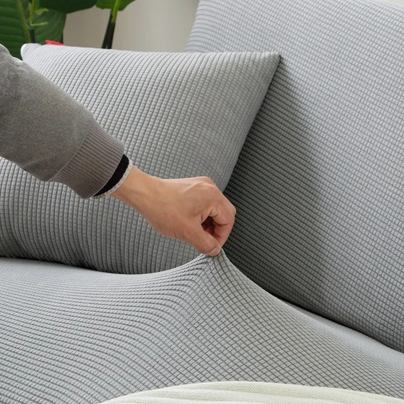 Stretch Sofa Cover and Cotton Slipcovers with Elastic Waffle Knit Texture for Three Seater Couch