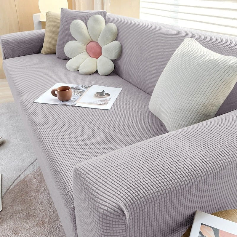 Stretch Sofa Cover and Cotton Slipcovers with Elastic Waffle Knit Texture for Three Seater Couch