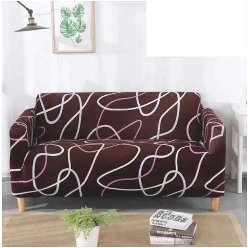 Stretch Sofa Cover Fitted Three Seater Slipcover with Elastic Design and Floral Print