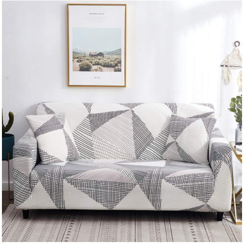 Stretch Sofa Cover Fitted Three Seater Slipcover with Elastic Design and Floral Print