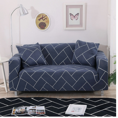 Stretch Sofa Cover Fitted Three Seater Slipcover with Elastic Design and Floral Print