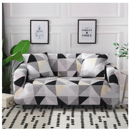 Stretch Sofa Cover Fitted Three Seater Slipcover with Elastic Design and Floral Print