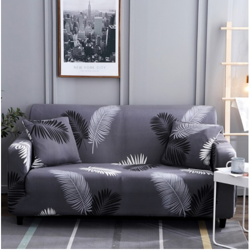 Stretch Sofa Cover Fitted Three Seater Slipcover with Elastic Design and Floral Print