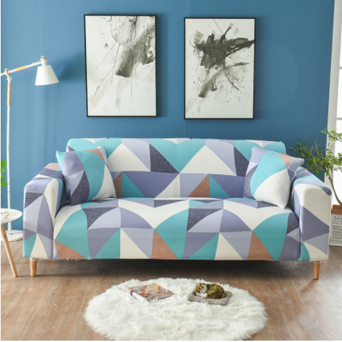Stretch Sofa Cover Fitted Three Seater Slipcover with Elastic Design and Floral Print