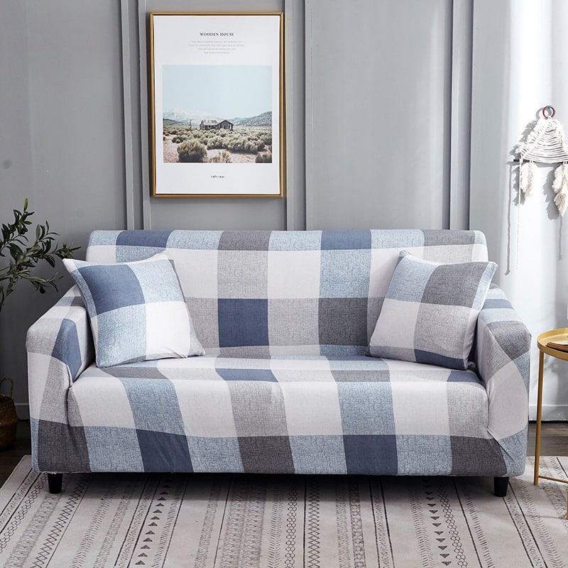 Stretch Sofa Cover Fitted Three Seater Slipcover with Elastic Design and Floral Print