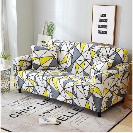 Stretch Sofa Cover with Elastic Slipcover and Matching Pillowcases for Pet Protection Protector
