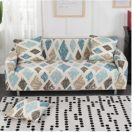 Stretch Sofa Cover with Elastic Slipcover and Matching Pillowcases for Pet Protection Protector