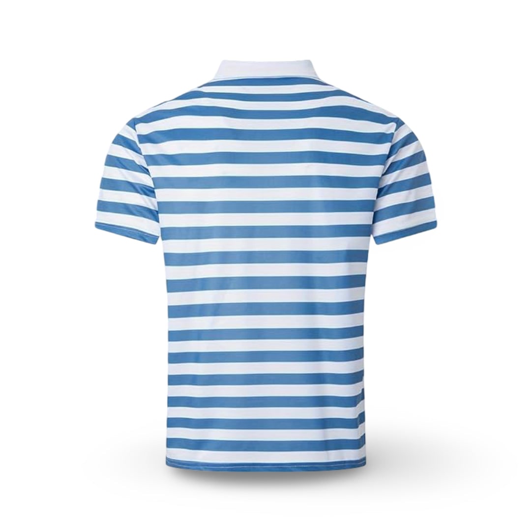 Striped Polo Shirt Mens Short Sleeve Casual Button Up Collar Regular Fit