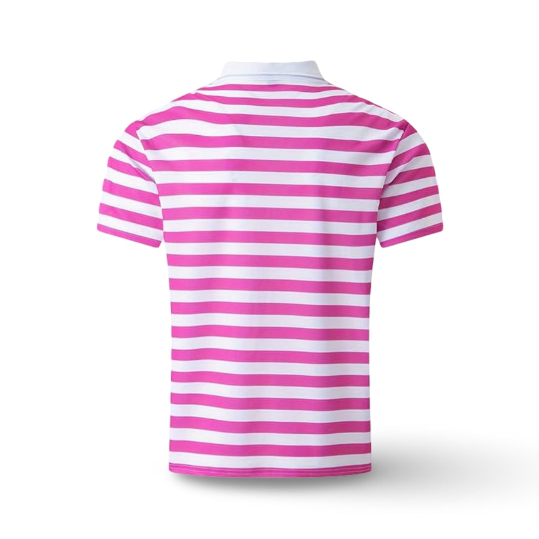 Striped Polo Shirt Mens Short Sleeve Casual Button Up Collar Regular Fit
