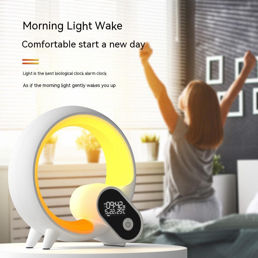 Sunrise Alarm Clock with Digital Display Rgb LED Light Ring and Smart App Control Analog