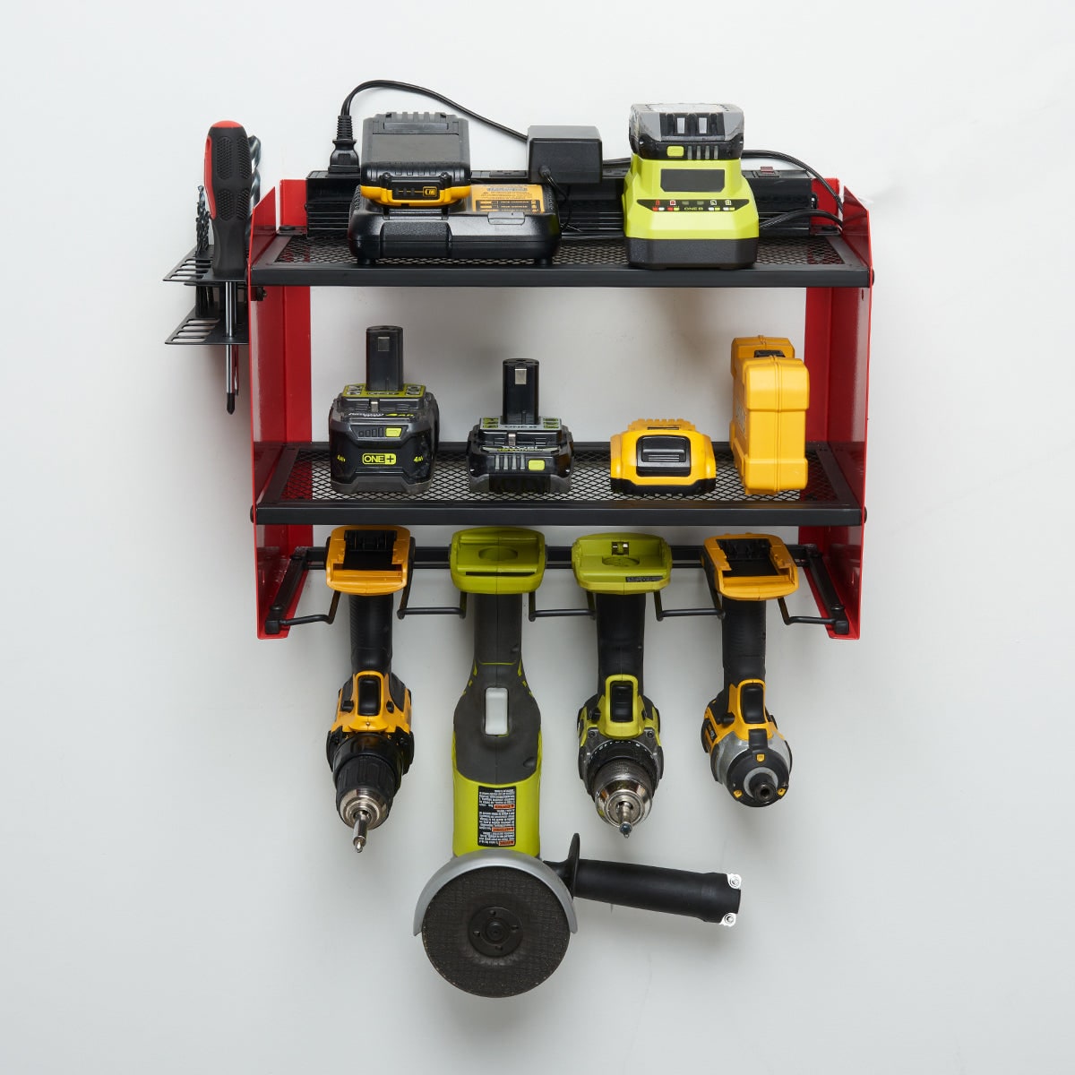 Surge Protected Power Strip Tool Organizer Wall Mounted Metal Eight Outlet Rack