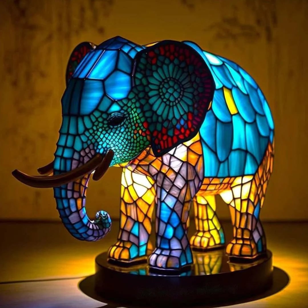 Animal Table Lamp Stained Glass Mosaic Decorative Tiffany Style Light