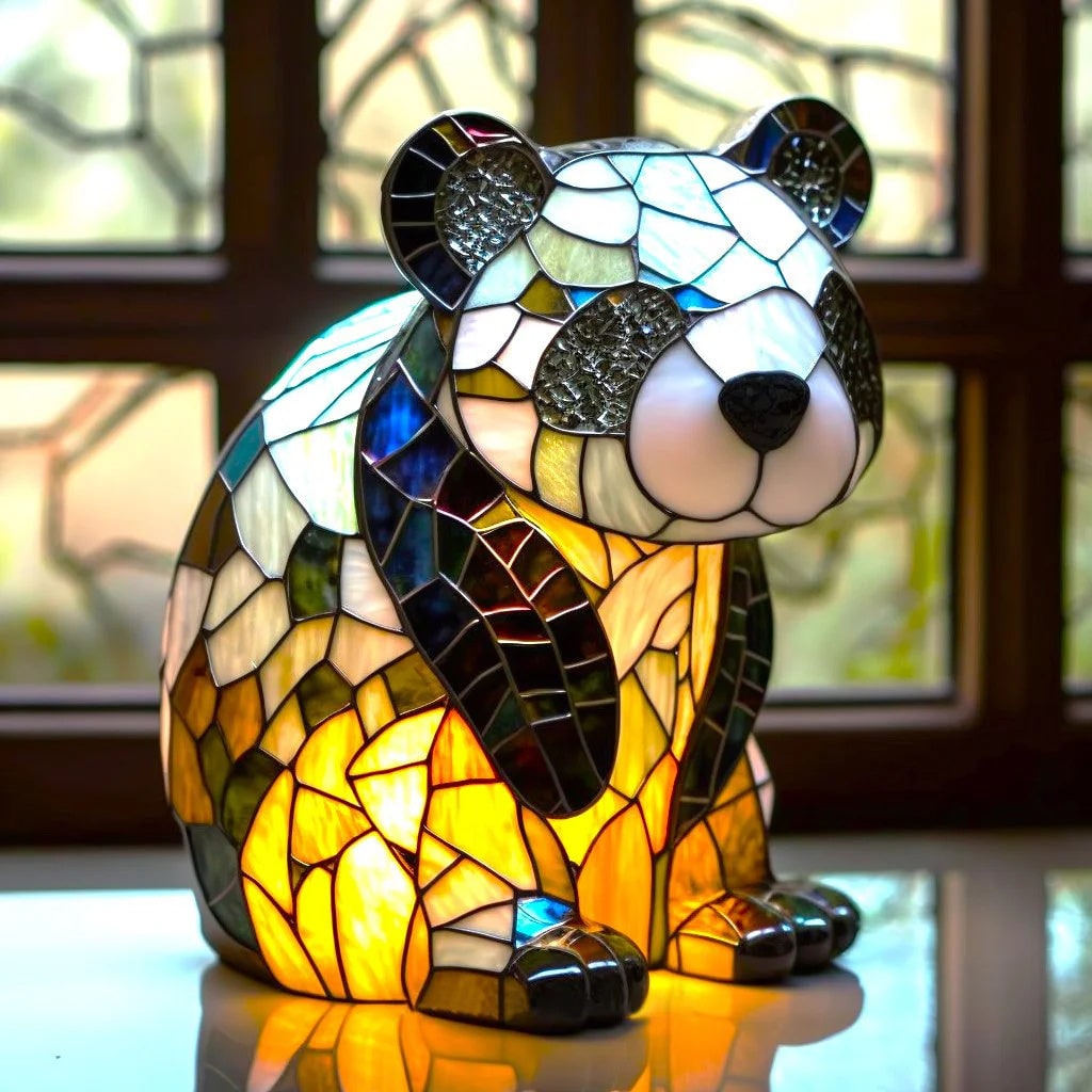 Animal Table Lamp Stained Glass Mosaic Decorative Tiffany Style Light