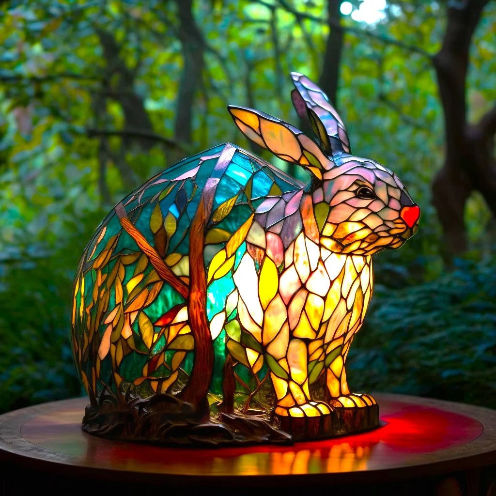 Animal Table Lamp Stained Glass Mosaic Decorative Tiffany Style Light