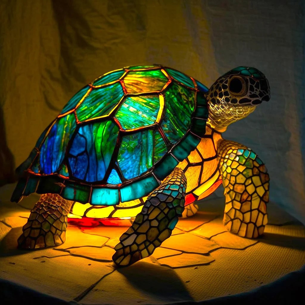 Animal Table Lamp Stained Glass Mosaic Decorative Tiffany Style Light