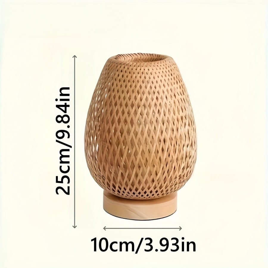 Bamboo Woven Table Lamp Bedside Light with USB Power and Dimmable Control Powered