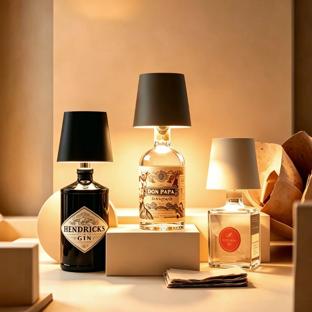 Table Lamp Cordless Bottle Rechargeable LED Metal Portable Design