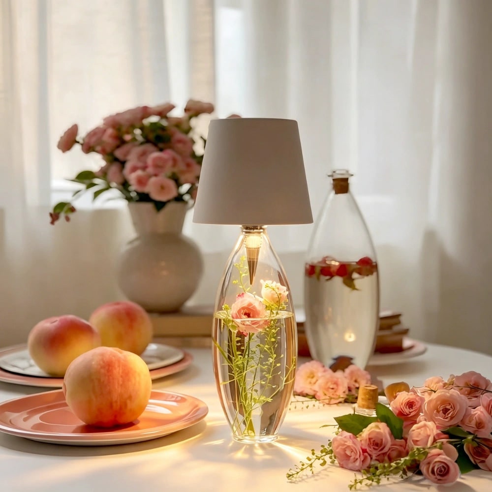 Table Lamp Cordless Bottle Rechargeable LED Metal Portable Design