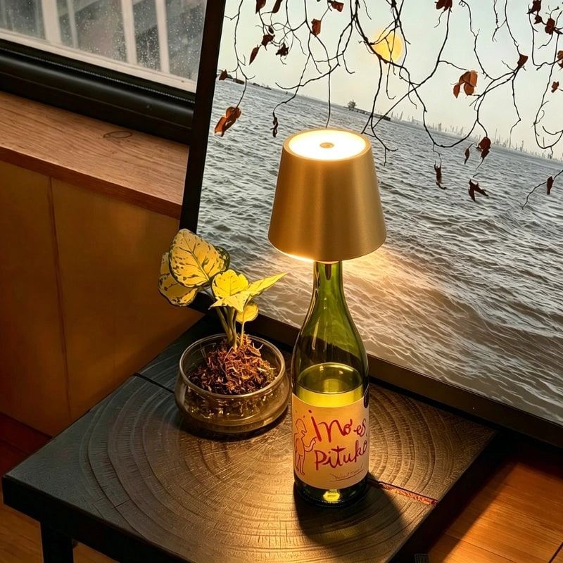 Table Lamp Cordless Bottle Rechargeable LED Metal Portable Design