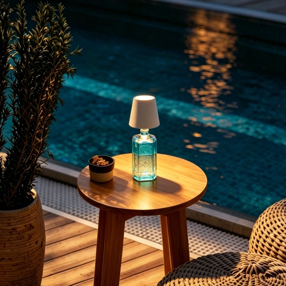 Table Lamp Cordless Bottle Rechargeable LED Metal Portable Design