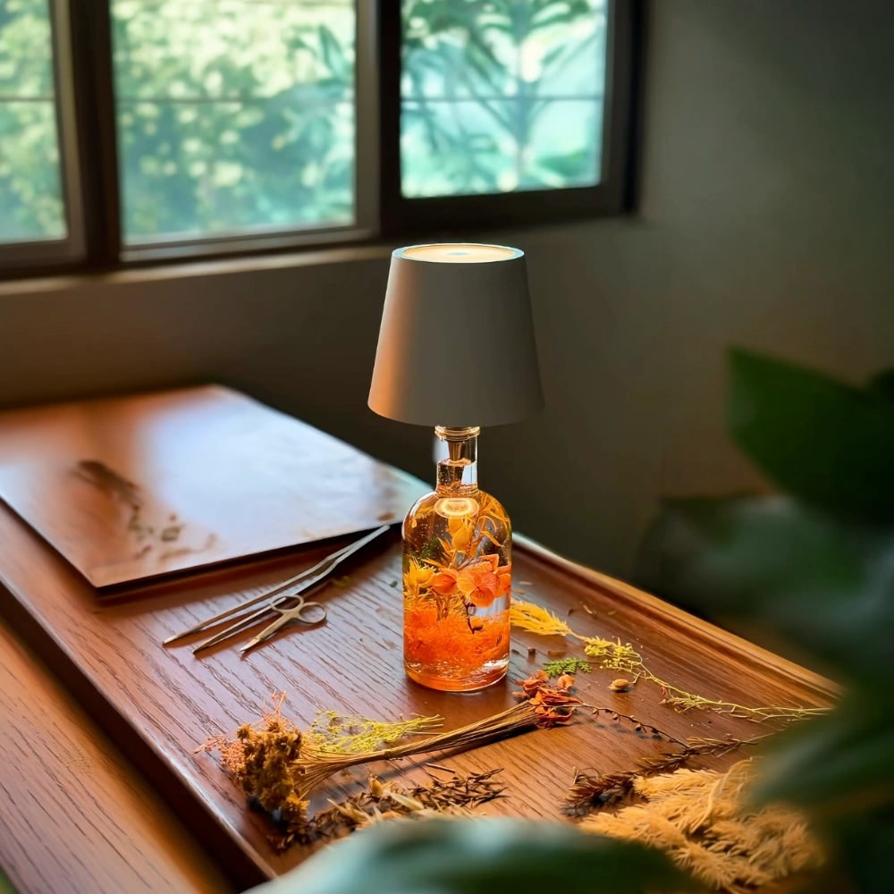Table Lamp Cordless Bottle Rechargeable LED Metal Portable Design