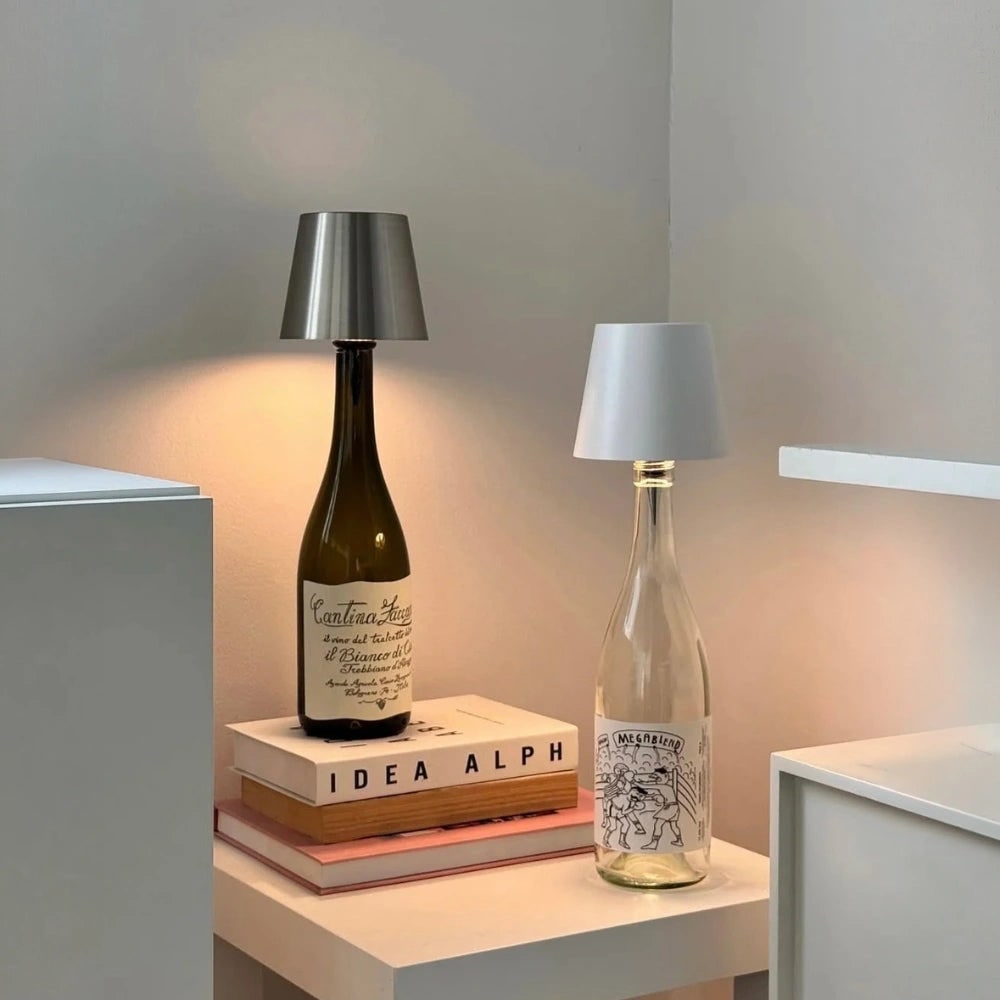 Table Lamp Cordless Bottle Rechargeable LED Metal Portable Design