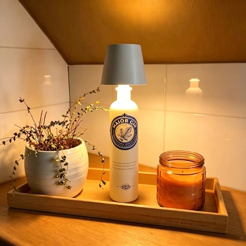 Table Lamp Cordless Bottle Rechargeable LED Metal Portable Design