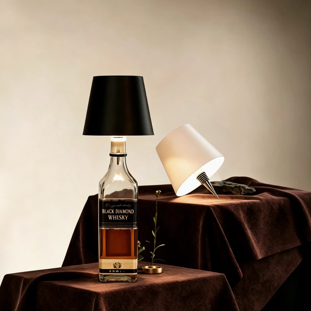 Table Lamp Cordless Bottle Rechargeable LED Metal Portable Design