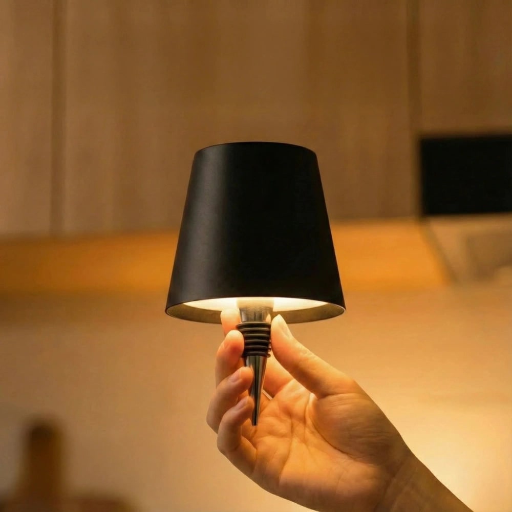 Table Lamp Cordless Bottle Rechargeable LED Metal Portable Design
