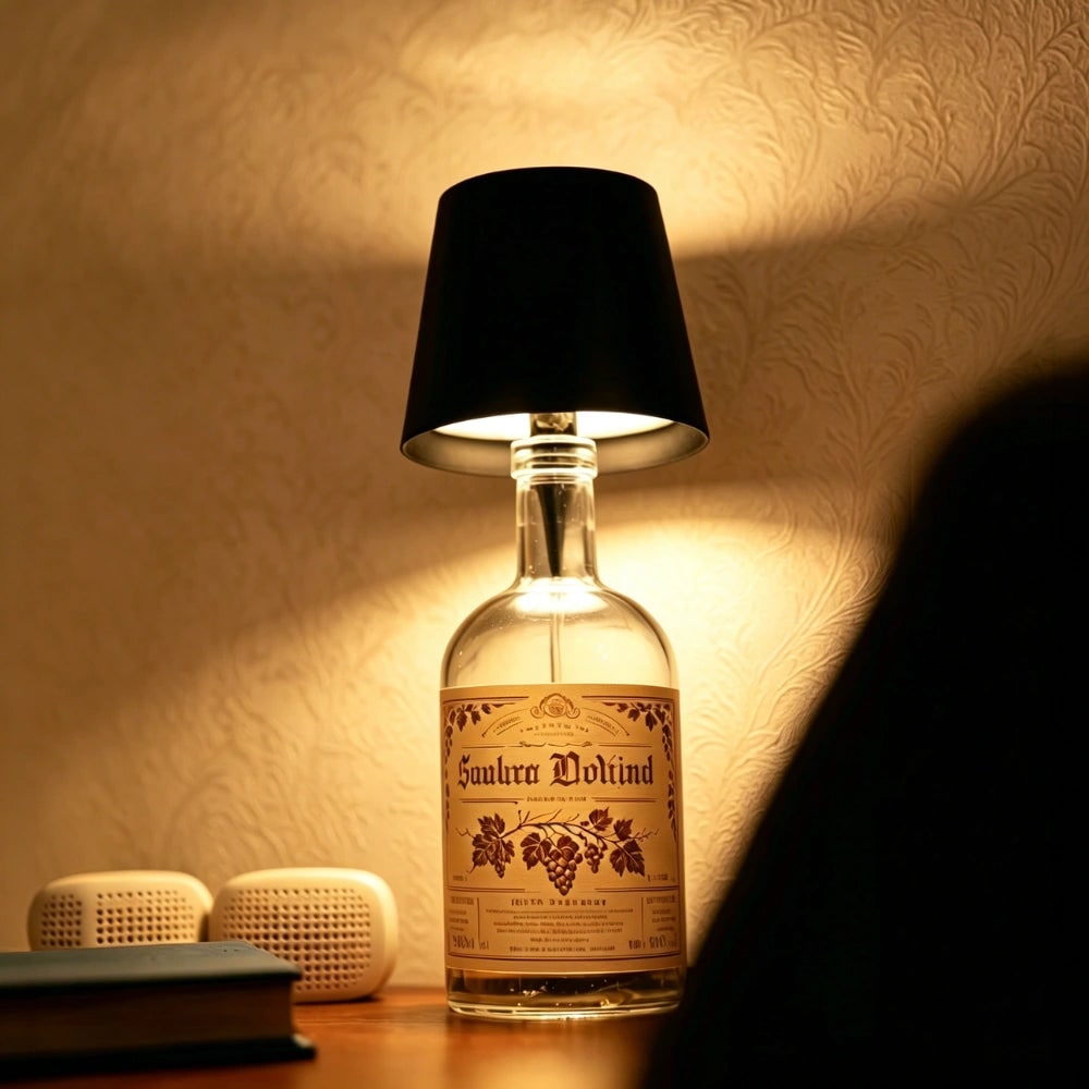 Table Lamp Cordless Bottle Rechargeable LED Metal Portable Design
